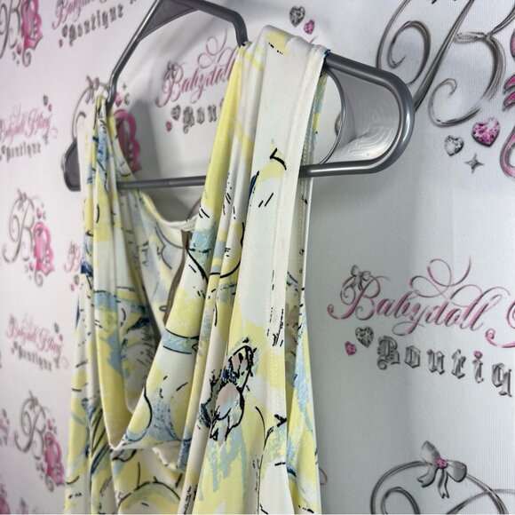 Be true to you tank top flowy Chic Floral Cowl Neck Blouse - Yellow and Blue - Picture 5 of 13